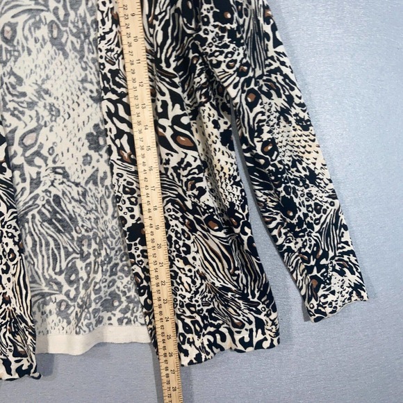 Chicos Cardigan Womens 0 Beige Cheetah Print Pull On Long Sleeve Business Casual - Picture 4 of 12